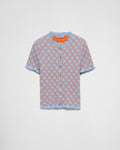 Prada P25N47_16X0_F0012_S_OOO,Prada cotton cardigan,Prada short sleeve cardigan,Prada triangle logo cardigan,Prada short slee