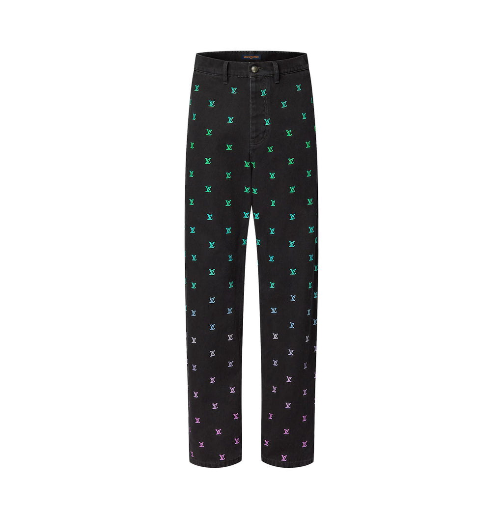 Winniemodo,Winnie modo,Louis Vuitton 1AGTHB,LV 1AGTHB,Louis Vuitton embroidered denim pants,Louis Vuitton denim pants,Louis V