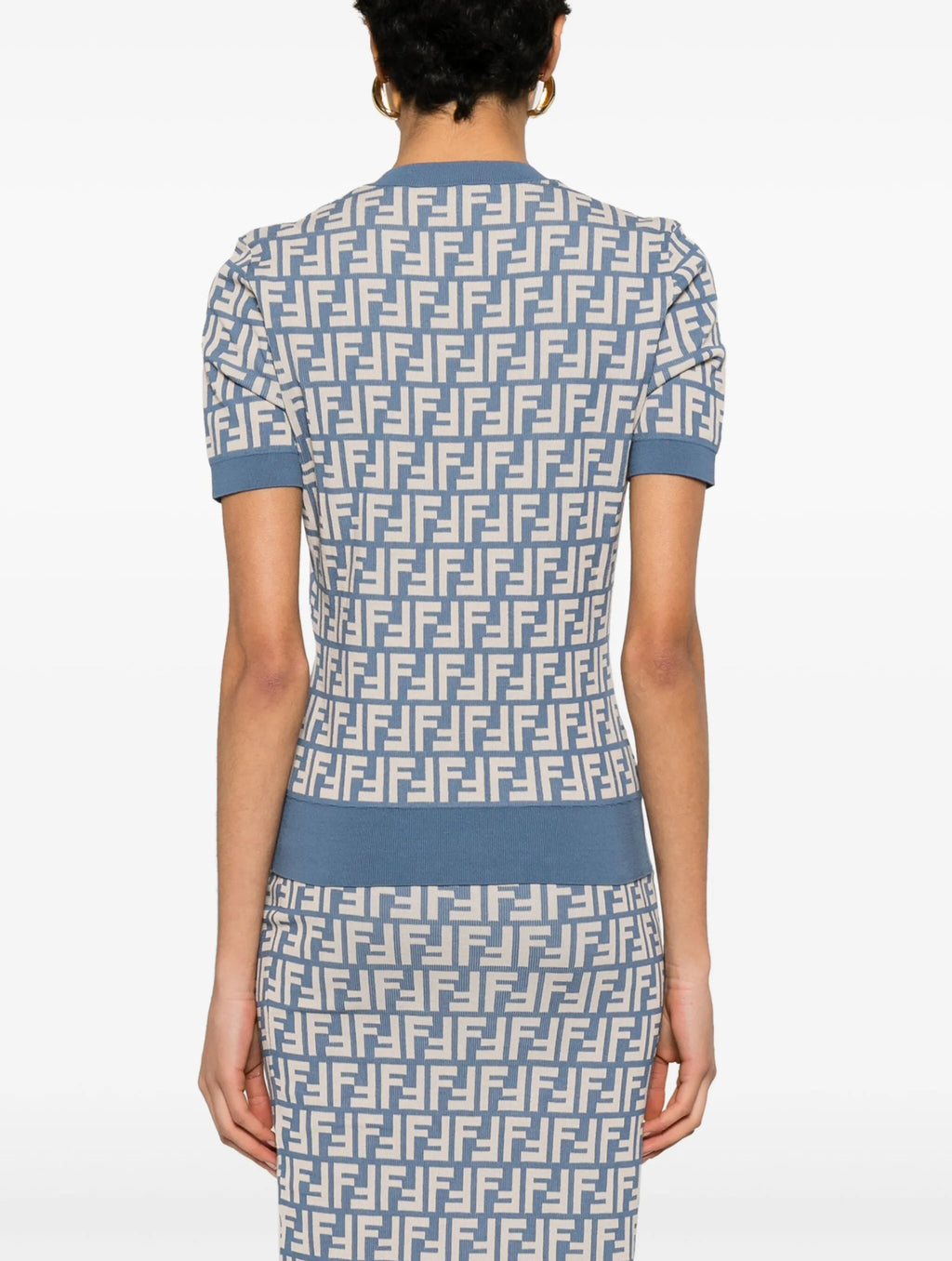 Fendi FZXC72AUHW,Fendi blue monogram T-Shirt,Fendi FF logo T-Shirt,Fendi FF logo blue T-Shirt,Fendi T-Shirt blue,Fendi T-Shir