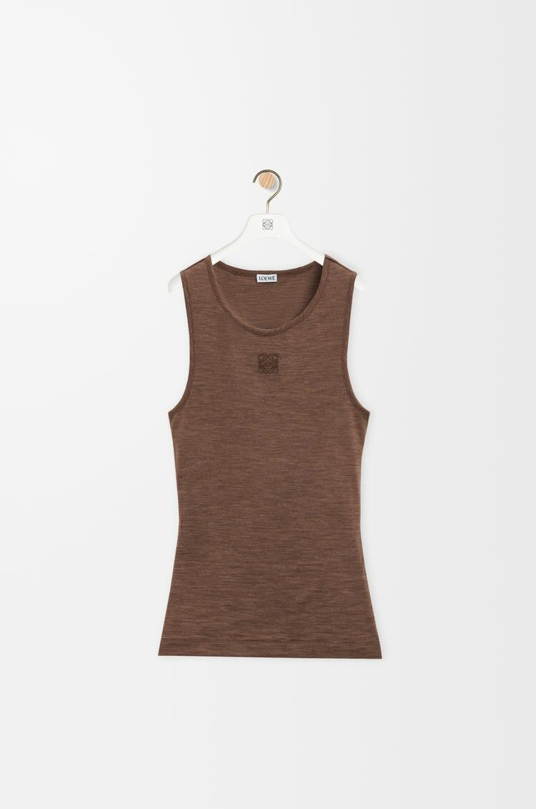 Loewe S359Y23XAB,Loewe anagram tank top,Loewe anagram top,Loewe top,Loewe top brown womens,Loewe vest,Loewe vest brown women,