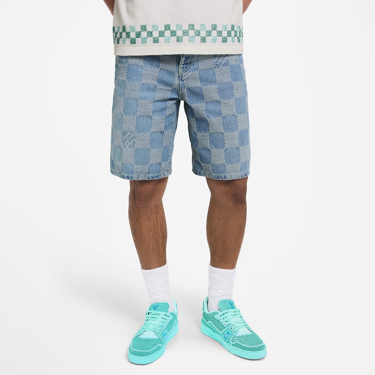 Winniemodo,Winnie modo,Louis Vuitton 1AHVDS,LV 1AHVDS,Louis Vuitton Damier Denim Shorts,LV Damier Denim Shorts,Louis Vuitton