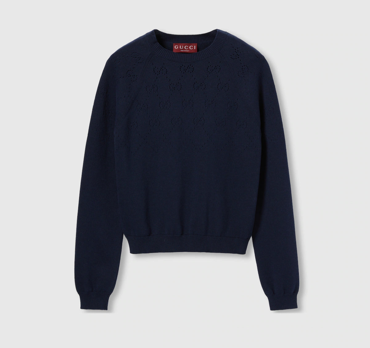 Gucci 820702 XKEO6,Gucci cotton crew neck top with GG diamond pattern,Gucci GG argyle sweater,Gucci Navy womens sweater,Gucci