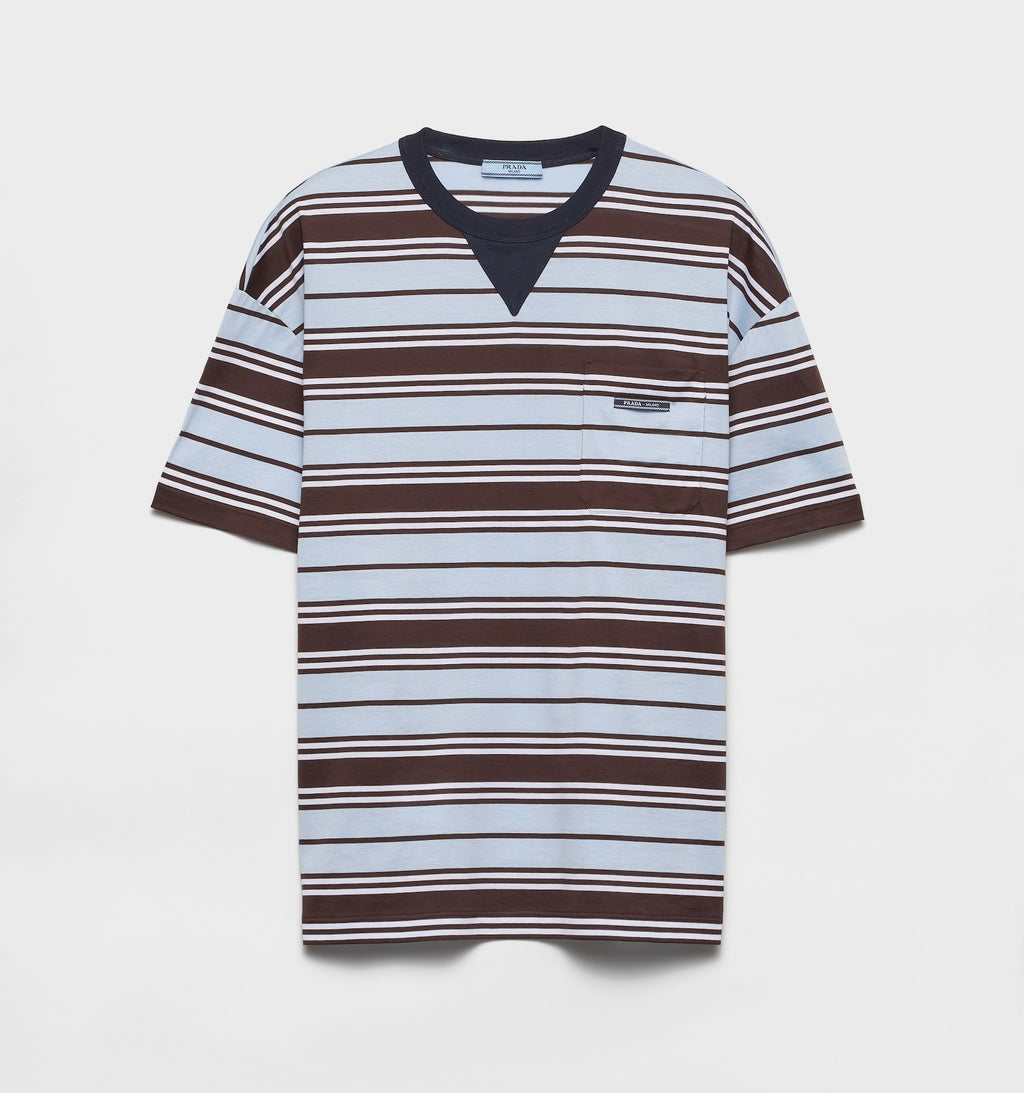 Prada 39610,Prada striped lisle cotton T-shirt,Prada striped T-shirt,Prada stripe tee,Prada stripe t-shirt women,Prada t-shir