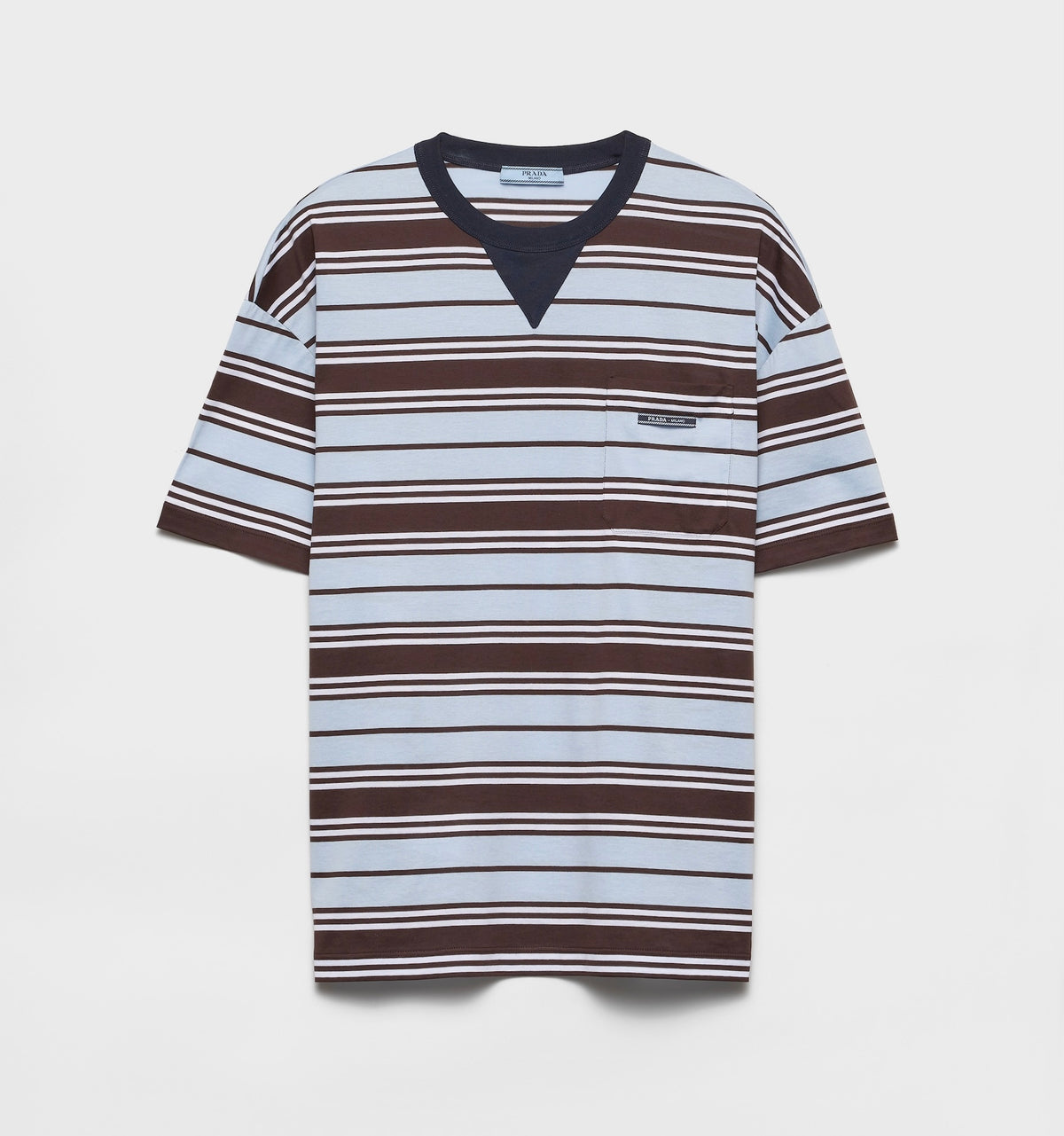 Prada 39610,Prada striped lisle cotton T-shirt,Prada striped T-shirt,Prada stripe tee,Prada stripe t-shirt women,Prada t-shir