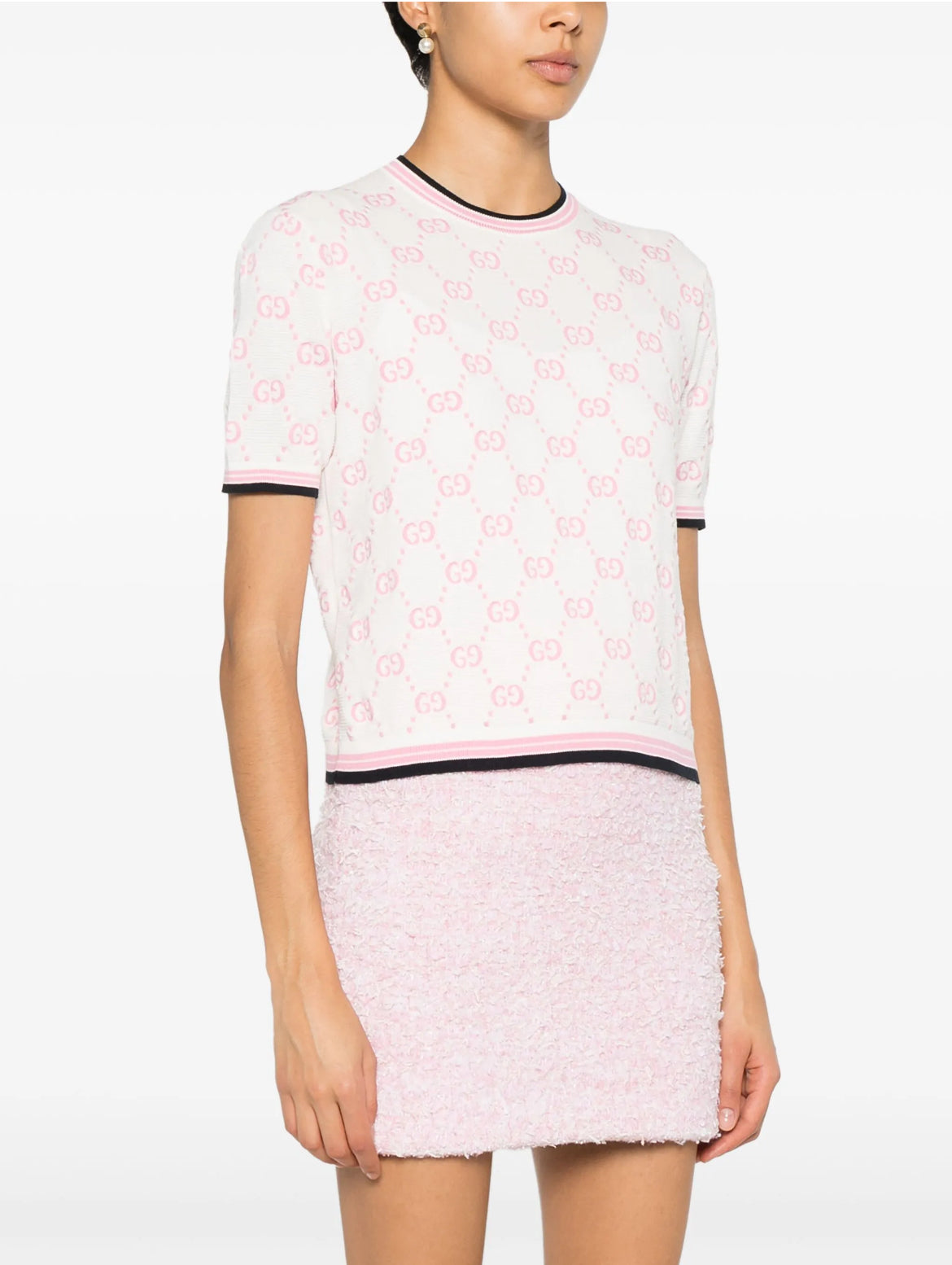 Gucci 788766XKD1R,Gucci GG monogram jumper,Gucci pink GG monogram jumper,Gucci pink GG monogram sweater,Gucci monogram sweate