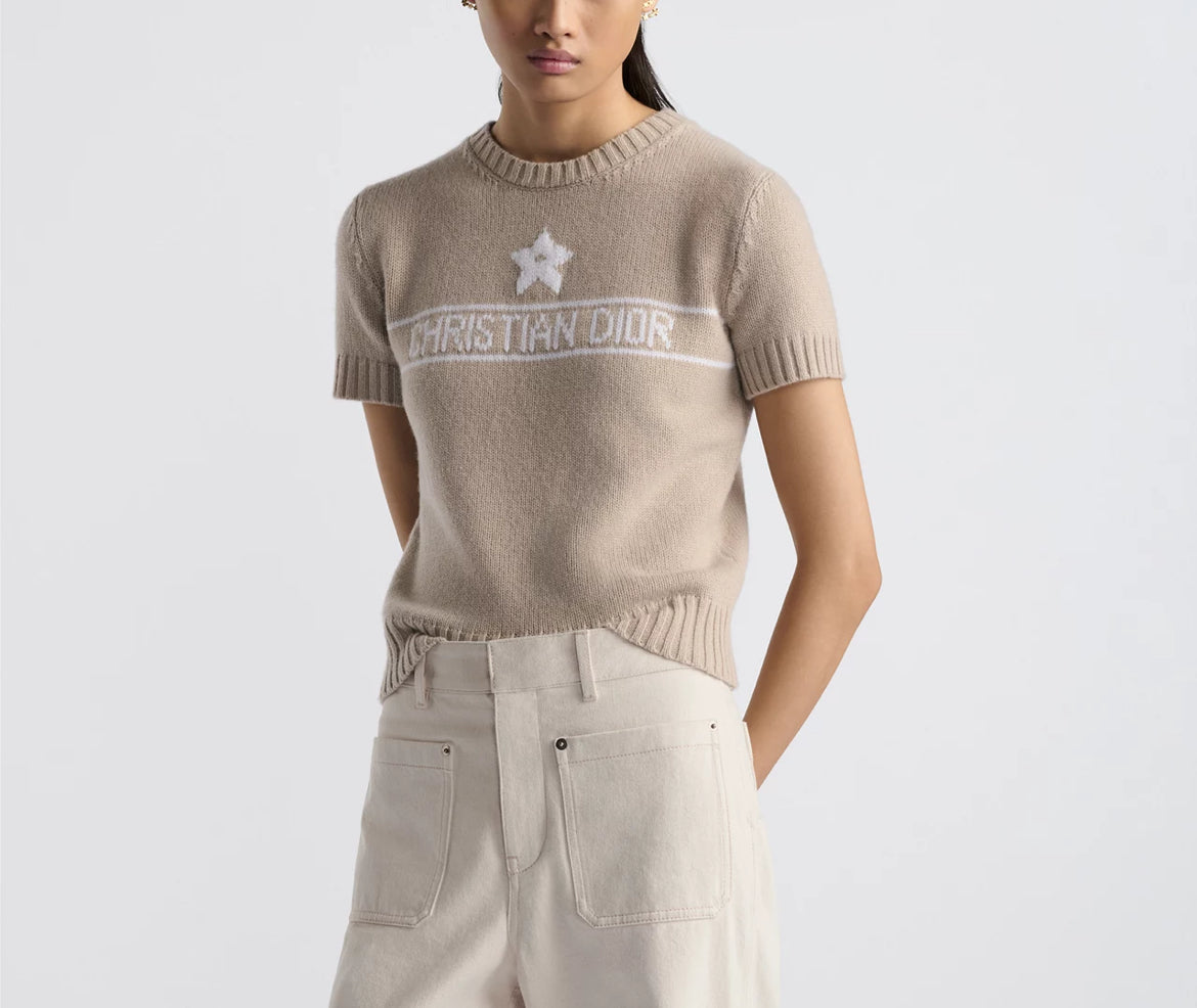 Dior 344S98AM003,Dior short sleeved sweater,Dior short sleeved sweater blue,Dior sweater blue women,Dior women blue sweater,D