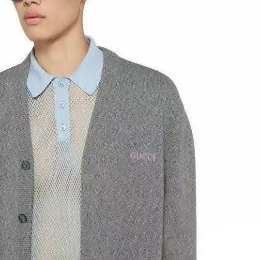 Gucci 824273 XKERK,Gucci cardigan grey,Gucci cardigan cashmere men,Gucci cardigan mens,Gucci cardigan,Gucci cardigan mens gre