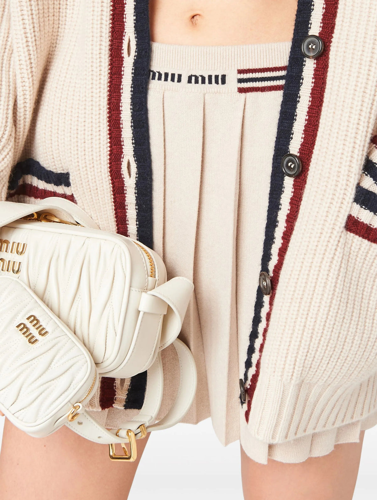 MIU MIU MMG485,Miu Miu pleated knitted cashmere miniskirt,Miu Miu pleated miniskirt,MIU MIU miniskirt,MIU MIU miniskirt beige