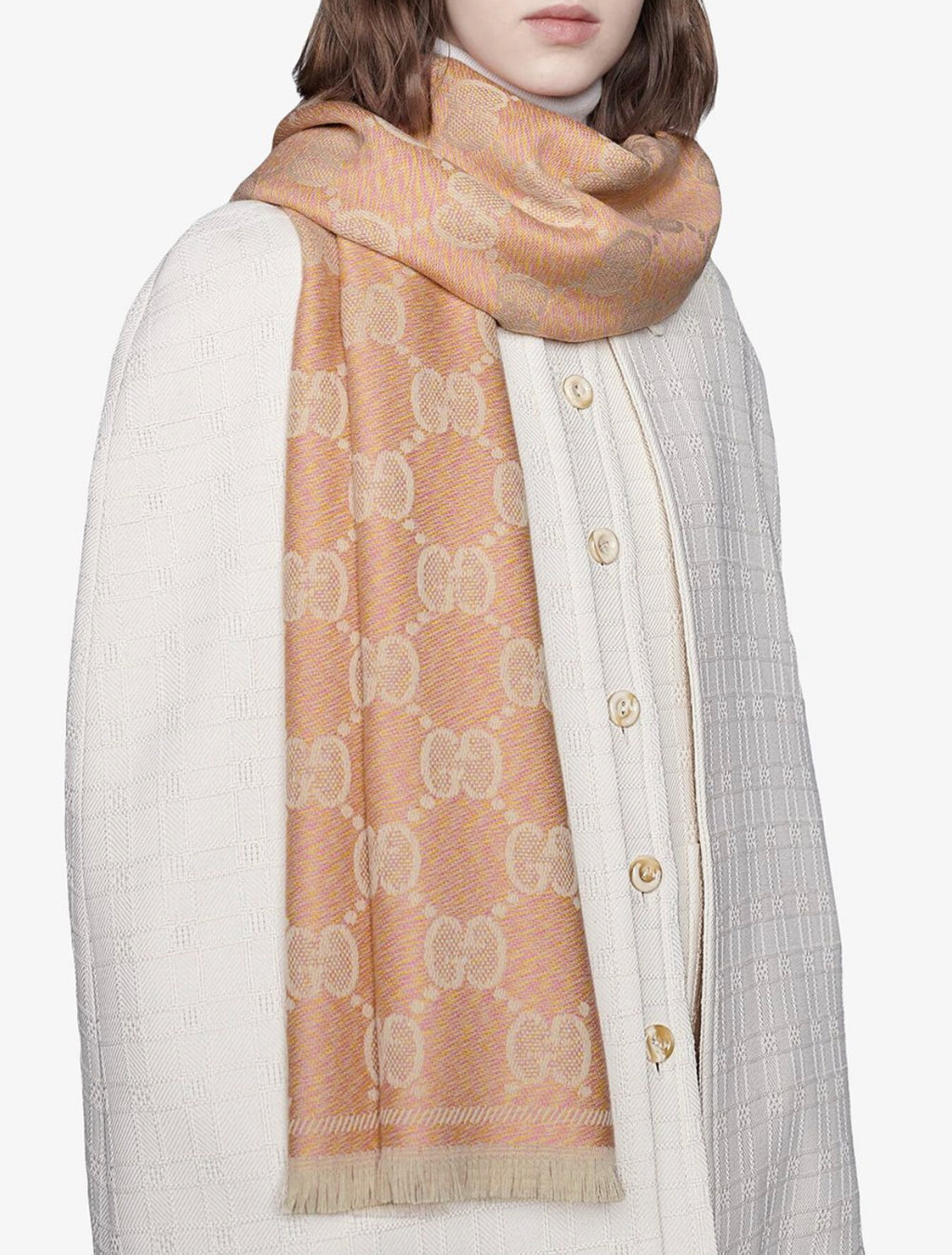 Gucci GG jacquard fringed scarf