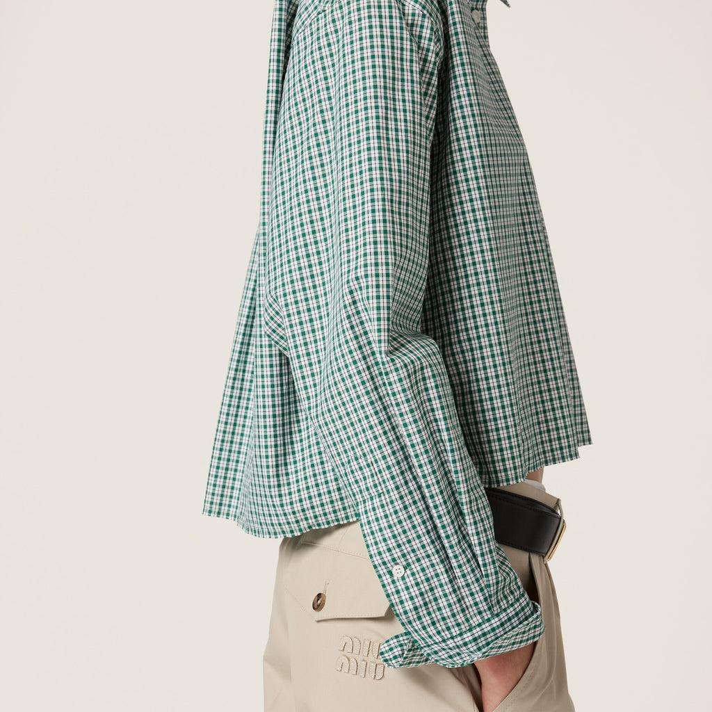 MIU MIU MK1659_17L1_SOOO,Miu Miu checked shirt,Miu Miu green checked shirt,Miu Miu green shirt,MIU MIU shirt,MIU MIU shirt on