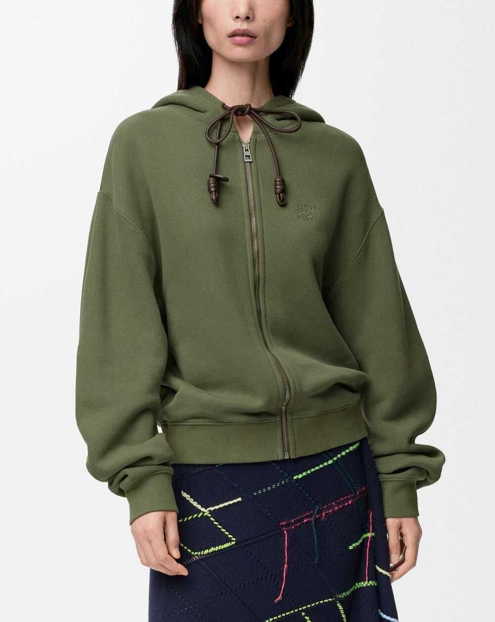 Winniemodo,Winniemodony,Loewe S359Y25X63,Loewe Flamenco hoodie,Loewe jacket green,Loewe zip up jacket,Loewe jacket women,Loew