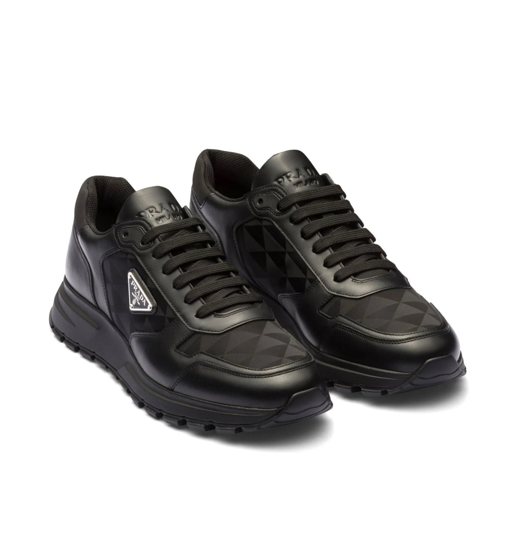 Prada logo jacquard leather sneakers,Winniemodo,Winnie modo,Prada leather sneakers,Prada sneakers mens black,Prada sneaker,Pr