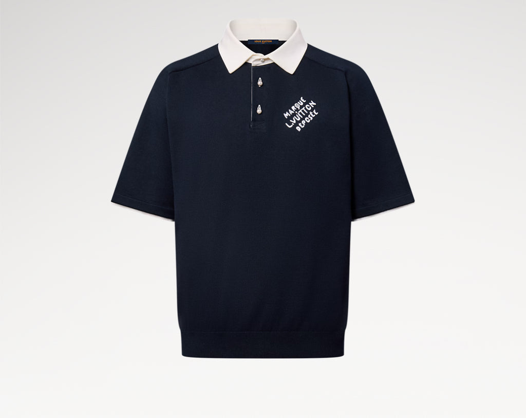 Louis Vuitton 1AHUJI,LV 1AHUJI,Louis Vuitton embroidered short sleeved polo shirt,LV embroidered polo shirt,Louis Vuitton nav