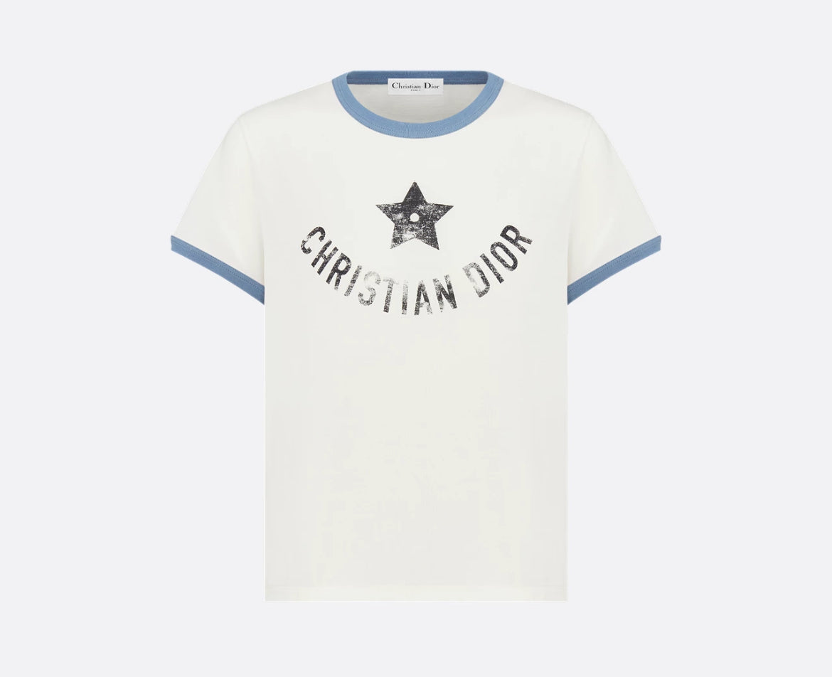 Dior 543T07A4537,Dior dioriviera T-shirt,Dior dioriviera white T-shirt,Dior star T-shirt,Dior white womens T-shirt,Dior white