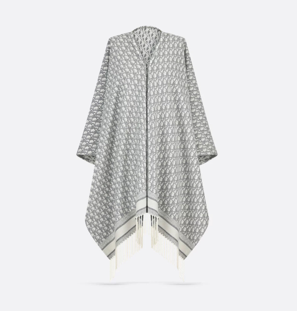 Dior 51DOB370L080,Dior monogram cloak,Dior White cloak,Dior white poncho,Dior scarf,Dior cloak price,Dior poncho price,Dior c