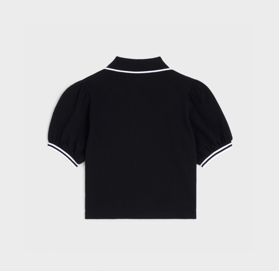 Celine cropped triomphe polo shirt in cotton piqué