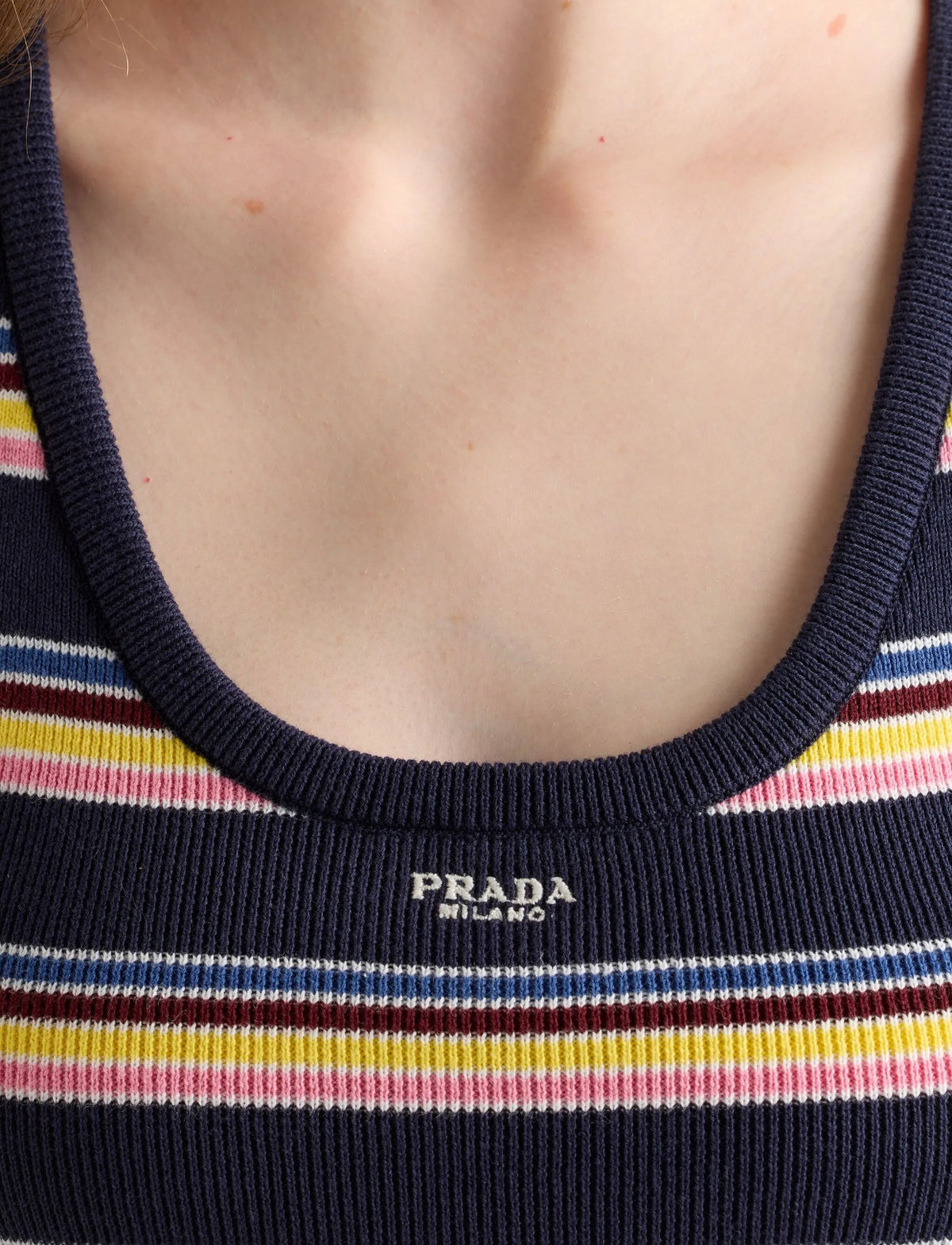 Prada P29B64SOOO16V9,Prada striped top,Prada striped vest,Prada striped vest women,Prada striped top Women,Prada vest womens,