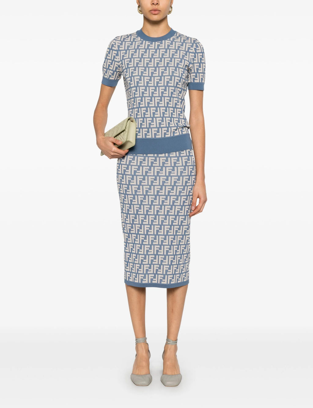 Fendi FZXC72AUHW,Fendi blue monogram T-Shirt,Fendi FF logo T-Shirt,Fendi FF logo blue T-Shirt,Fendi T-Shirt blue,Fendi T-Shir