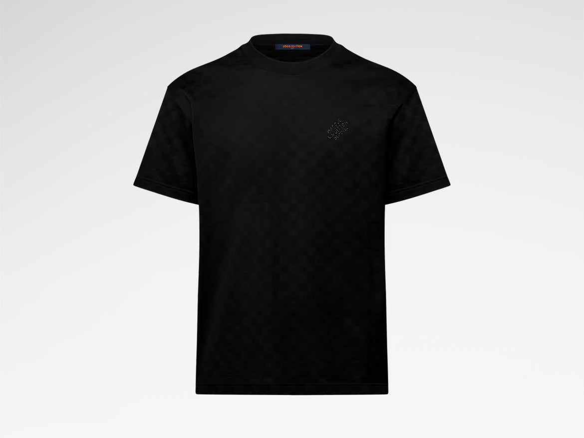 Louis Vuitton 1AGIKY,LV 1AGIKY,Louis Vuitton Damier signature T-shirt,LV Damier signature T-shirt,Louis Vuitton black t-shirt