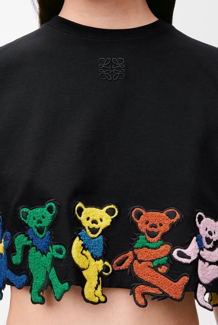 Loewe S616Y22X82,Loewe cropped T-shirt black,Loewe teddy bear black t-shirt,Loewe dancing Bear black t-shirt,Loewe teddy bear