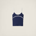MIU MIU MT2123_122R_F022X_S_OOO,Miu Miu stretch jersey top,MIU MIU blue vest,MIU MIU blue vest,MIU MIU jersey vest,MIU MIU ve