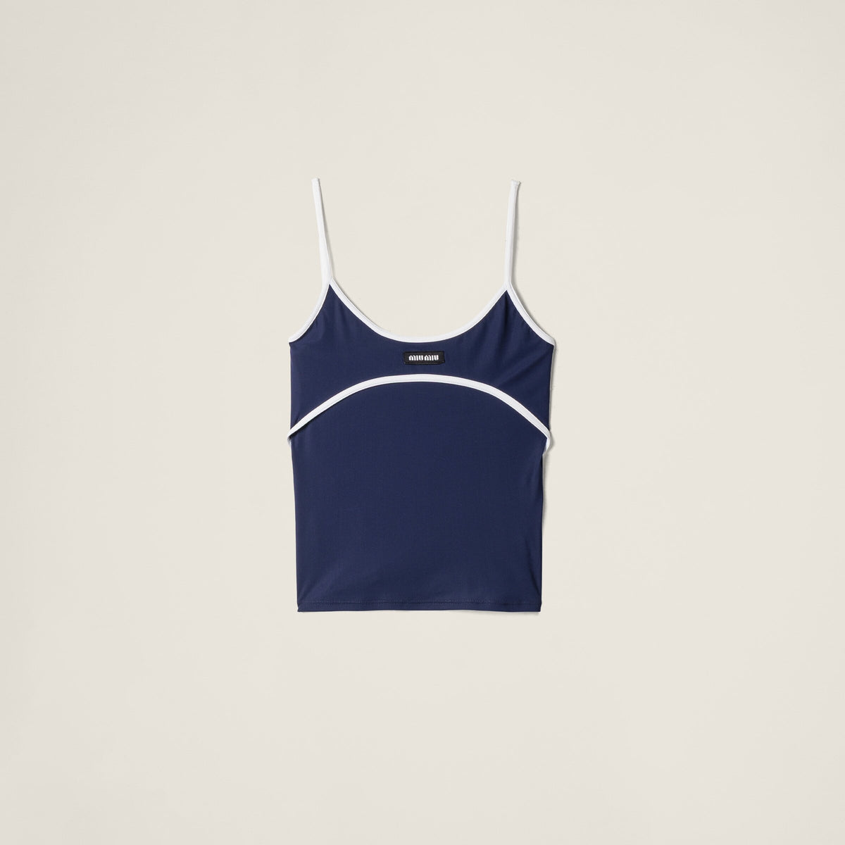 MIU MIU MT2123_122R_F022X_S_OOO,Miu Miu stretch jersey top,MIU MIU blue vest,MIU MIU blue vest,MIU MIU jersey vest,MIU MIU ve