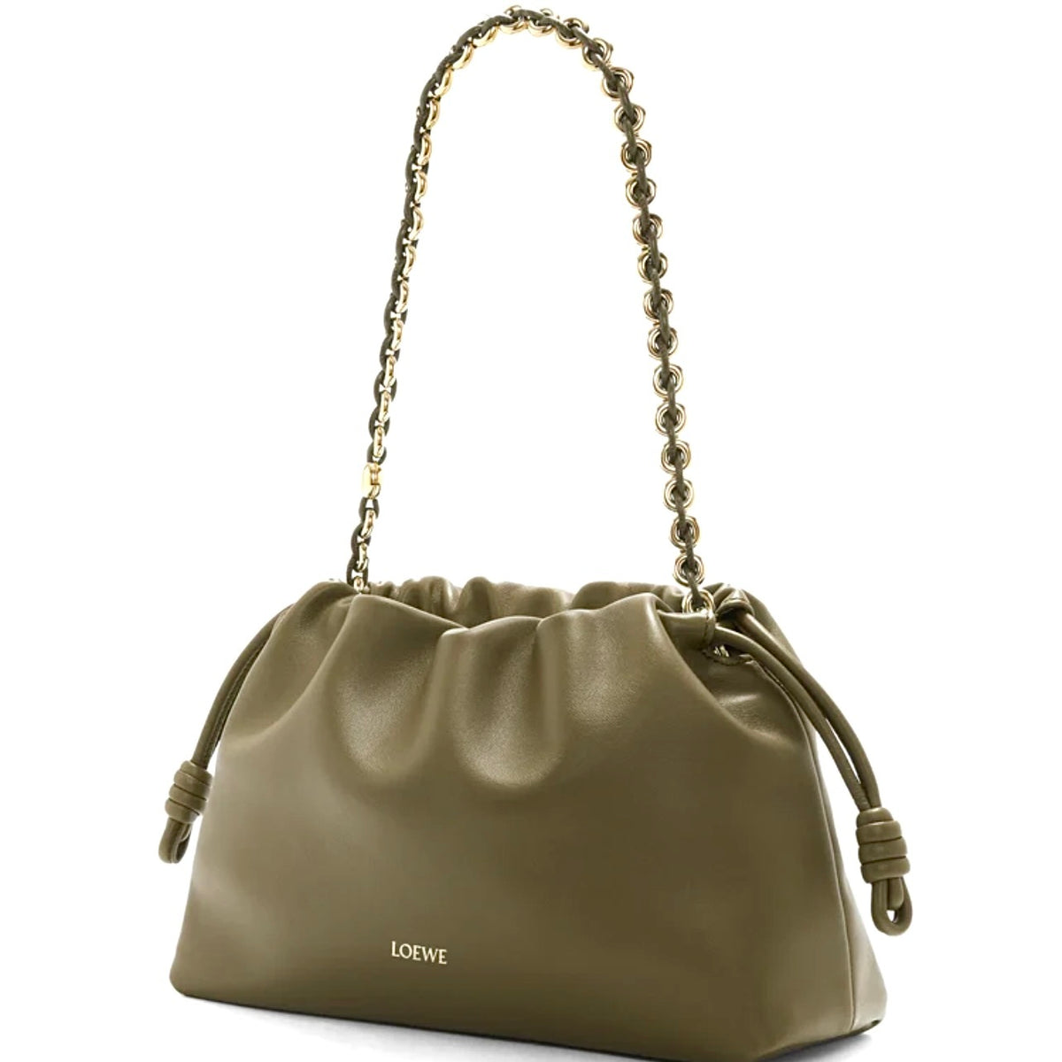 Loewe Medium Flamenco purse, Loewe Medium Flamenco bag, Loewe Flamenco bag, Loewe dark khaki flamenco bag, Loewe Medium Flame