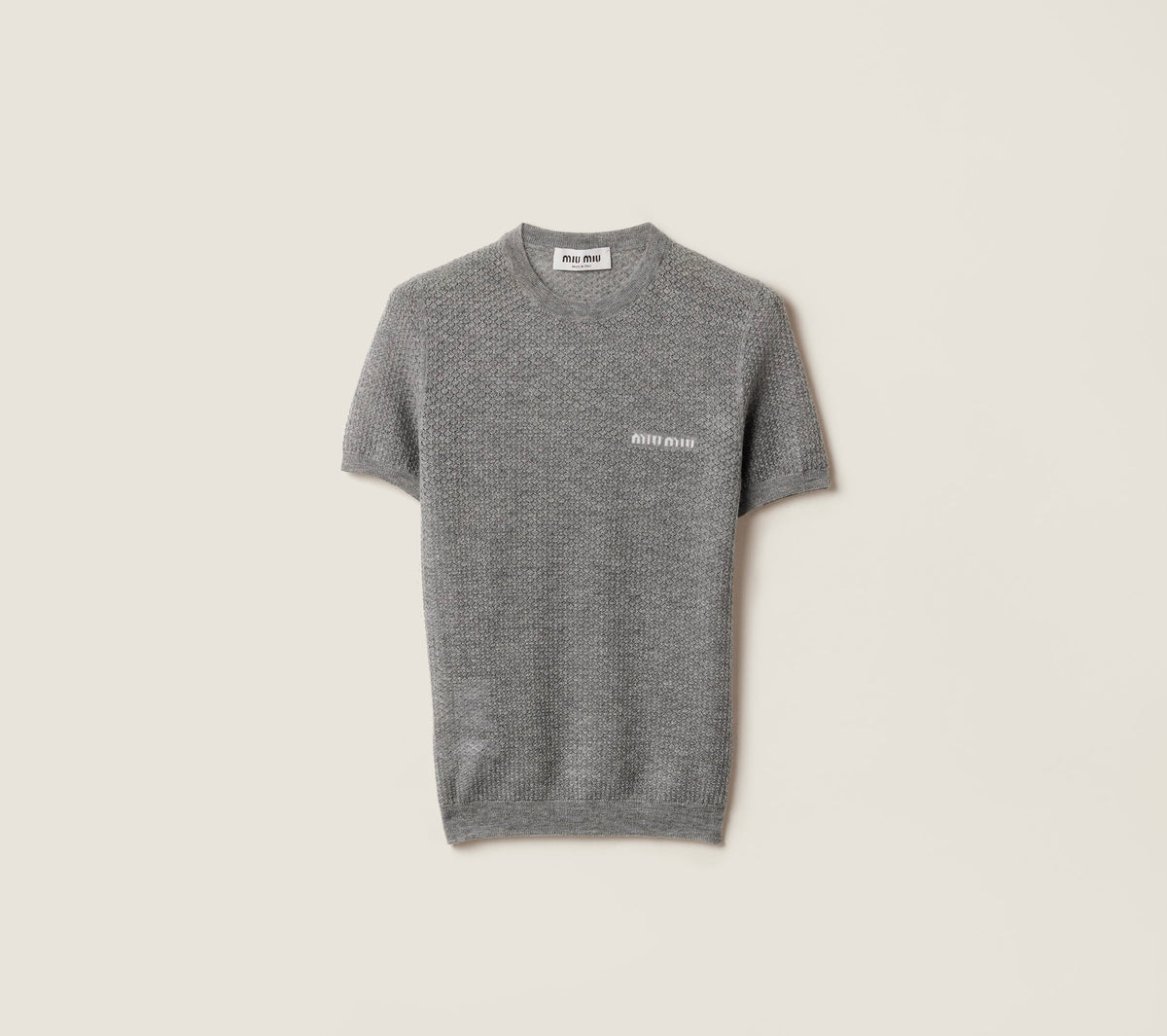 MIU MIU MMLB3017NNSOOO,Miu Miu cashmere sweater,Miu Miu cashmere sweater grey,MIU MIU grey sweater,MIU MIU grey sweater on sa