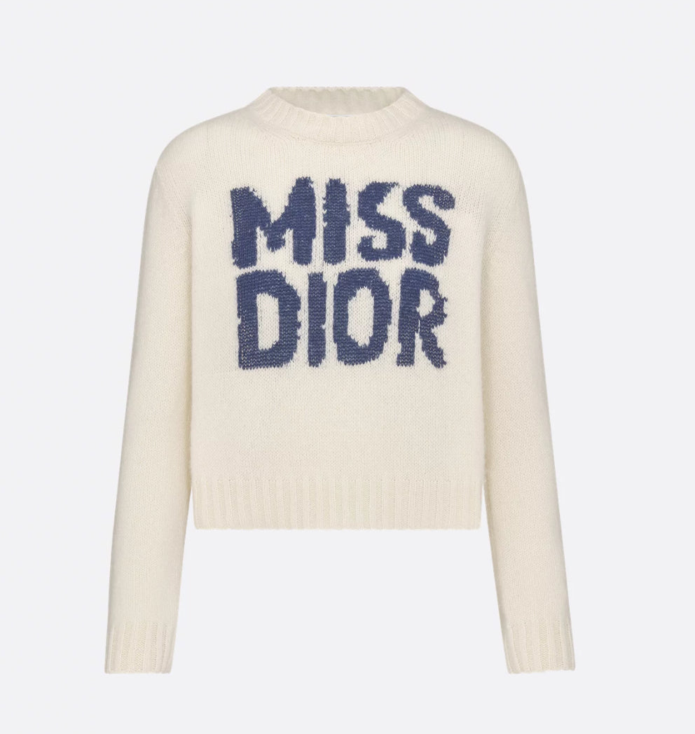 Dior 454S57AM103,Miss Dior sweater,Miss Dior knit sweater,Miss Dior knitwear,Miss Dior cashmere top,Miss Dior black sweater,D
