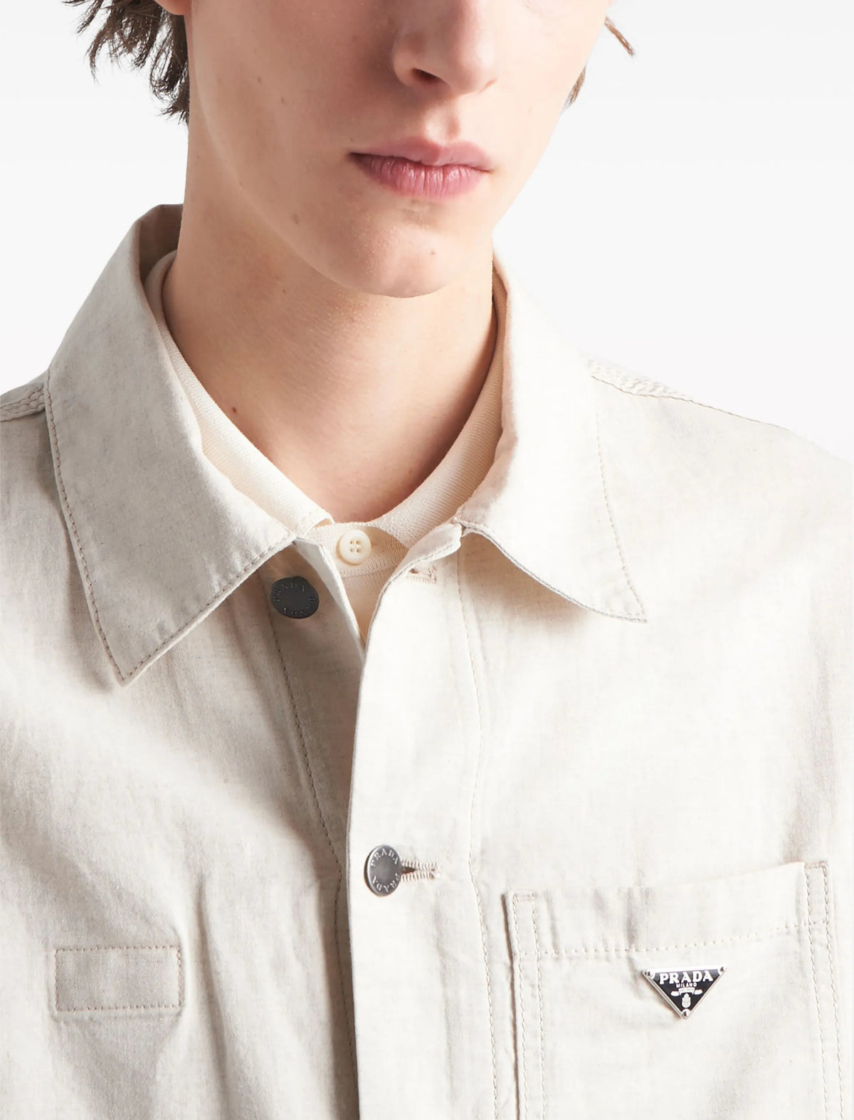 Prada GEB254SOOO14J2,Prada triangle logo jacket,Prada jacket white,Prada jacket men beige,Prada white jacket mens,Prada jacke