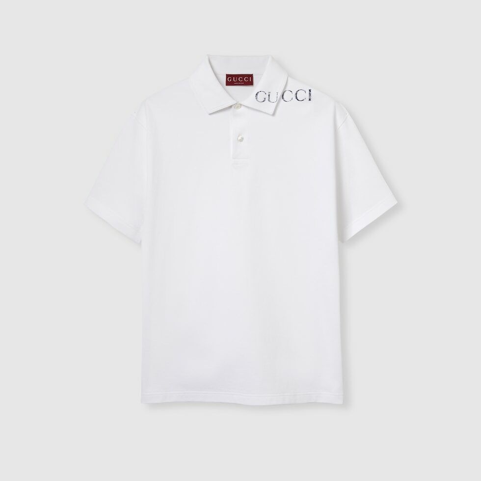 Gucci 806255 XJG14,Gucci printed polo shirt,Gucci polo shirt red,Gucci polo shirt white,Gucci polo shirt mens,Gucci polo shir