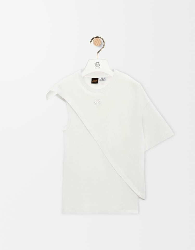 Loewe S616Y22X80,Loewe draped top in lyocell,Loewe draped top,Loewe draped white top,Loewe white top,Loewe white top on sale,