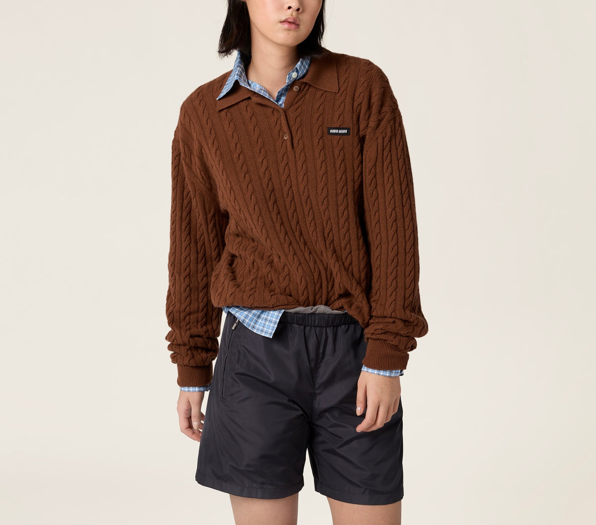 MIU MIU MP1880121GF0008SOOO,MIU MIU shorts,MIU MIU shorts 2025,MIU MIU navy shorts,MIU MIU navy shorts on sale,MIU MIU navy s