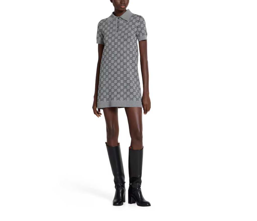 Winniemodo,Winnie modo,Gucci 836164 XKEJP,Gucci GG wool polo dress,Gucci polo dress,Gucci polo dress sale,Gucci wool grey pol