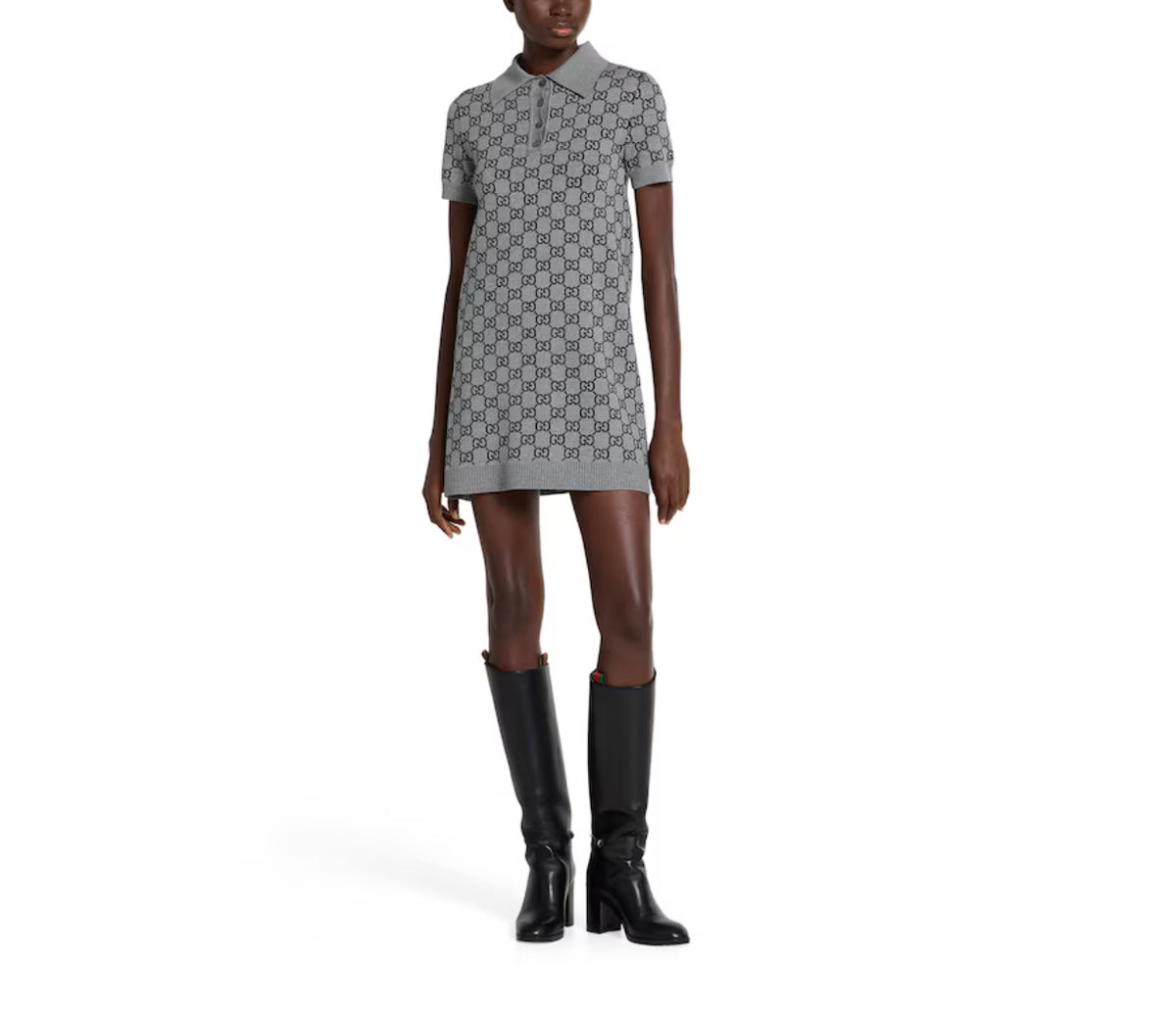 Winniemodo,Winnie modo,Gucci 836164 XKEJP,Gucci GG wool polo dress,Gucci polo dress,Gucci polo dress sale,Gucci wool grey pol