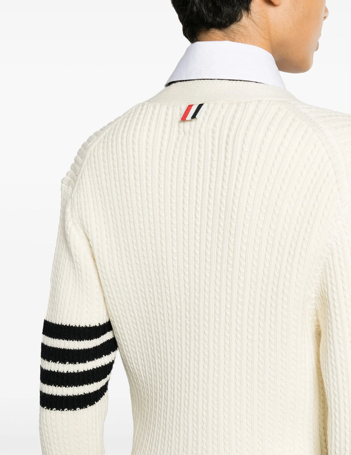 Thom Browne white cardigan,Thom Browne FKC588AY1024,Thom Browne cardigan,Thom Browne women’s,Thom Browne cardigan authenticit
