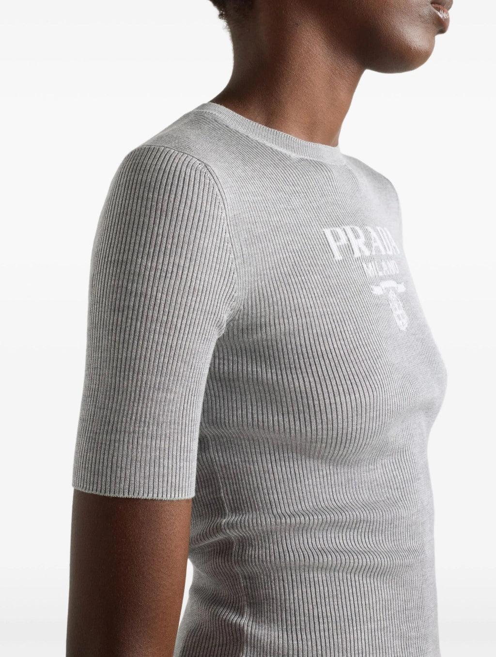 Winniemodo,Winniemodony,Prada top discount,Prada P24TIF,Prada knit top women,Prada knitwear sale,Prada top grey,Buy Prada wom