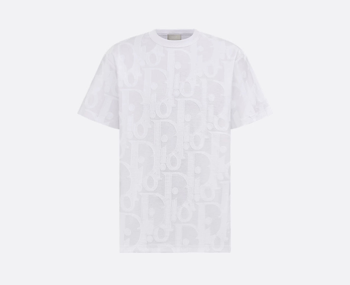 Dior 593J696U3012,Dior oblique T-shirt,Dior oblique mens T-shirt,Dior blue monogram mens T-shirt,Dior blue monogram white T-s