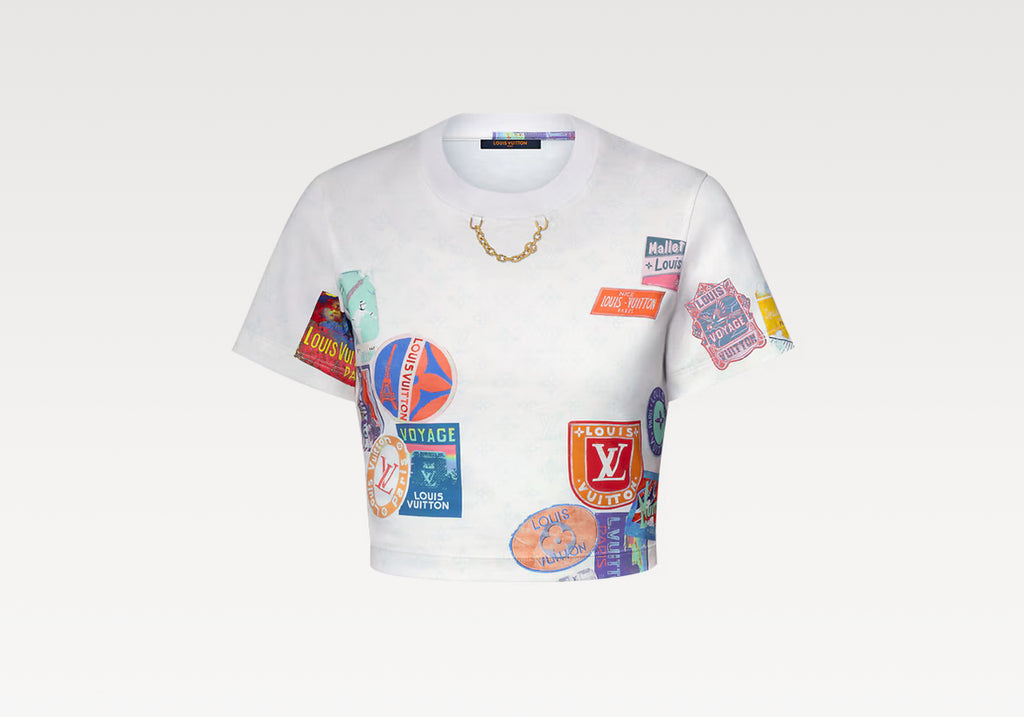 Louis Vuitton 1AHITJ,LV 1AHITJ, Louis Vuitton mahina patch print crop top, Louis Vuitton mahina tee, Louis Vuitton patch prin