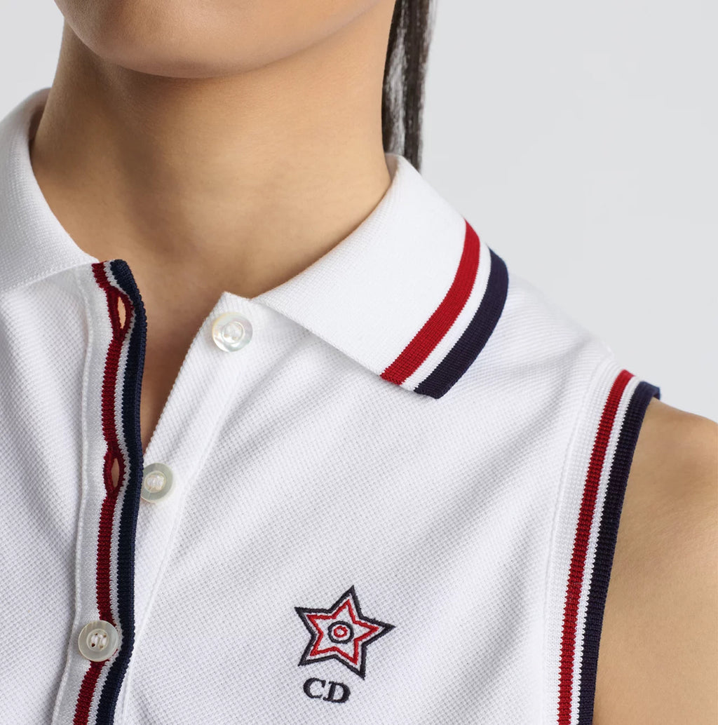 Dior 513T12A4200,Dior vibe tank top,Dior white vest,Dior white sleeveless polo,Dior white womens polo shirt,Dior white polo s