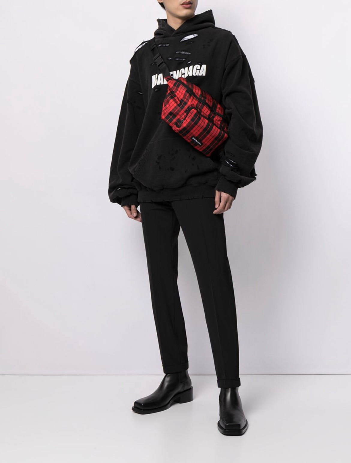 Balenciaga ripped oversize logo hoodie