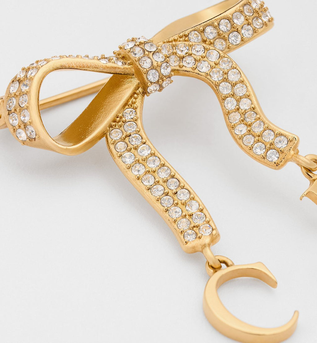 Winniemodo,Winniemodony,Dior V1975WOMCY,Dior brooch gold,Dior ribbon brooch,Dior brooch rhinestone,Dior brooch gold sale,Dior
