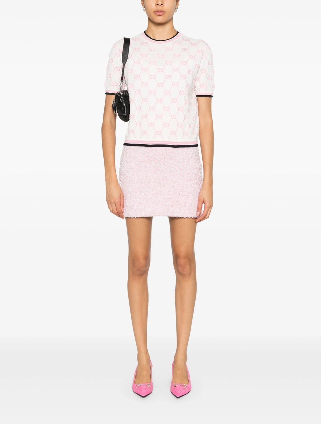 Gucci 788766XKD1R,Gucci GG monogram jumper,Gucci pink GG monogram jumper,Gucci pink GG monogram sweater,Gucci monogram sweate