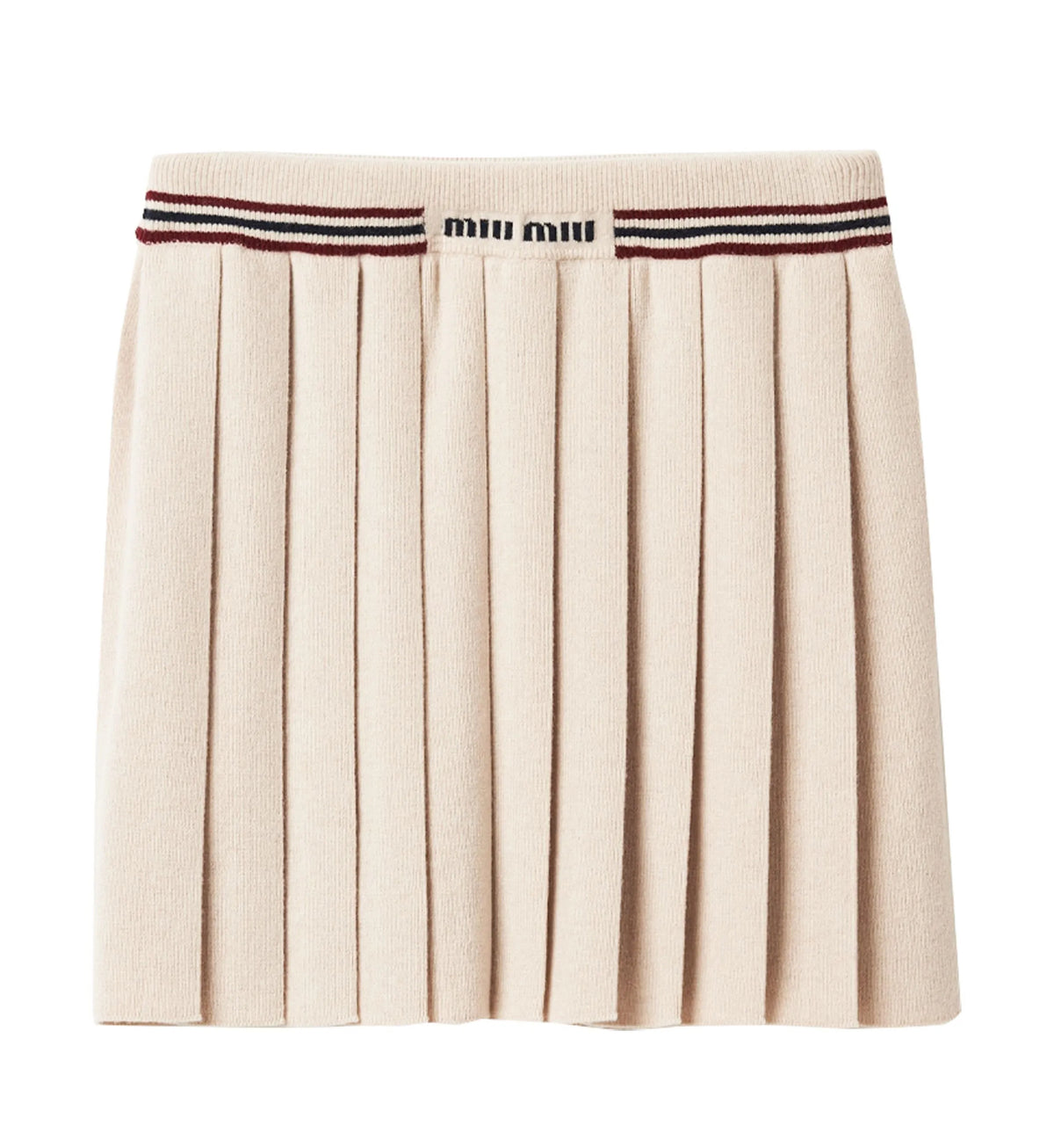 MIU MIU MMG485,Miu Miu pleated knitted cashmere miniskirt,Miu Miu pleated miniskirt,MIU MIU miniskirt,MIU MIU miniskirt beige