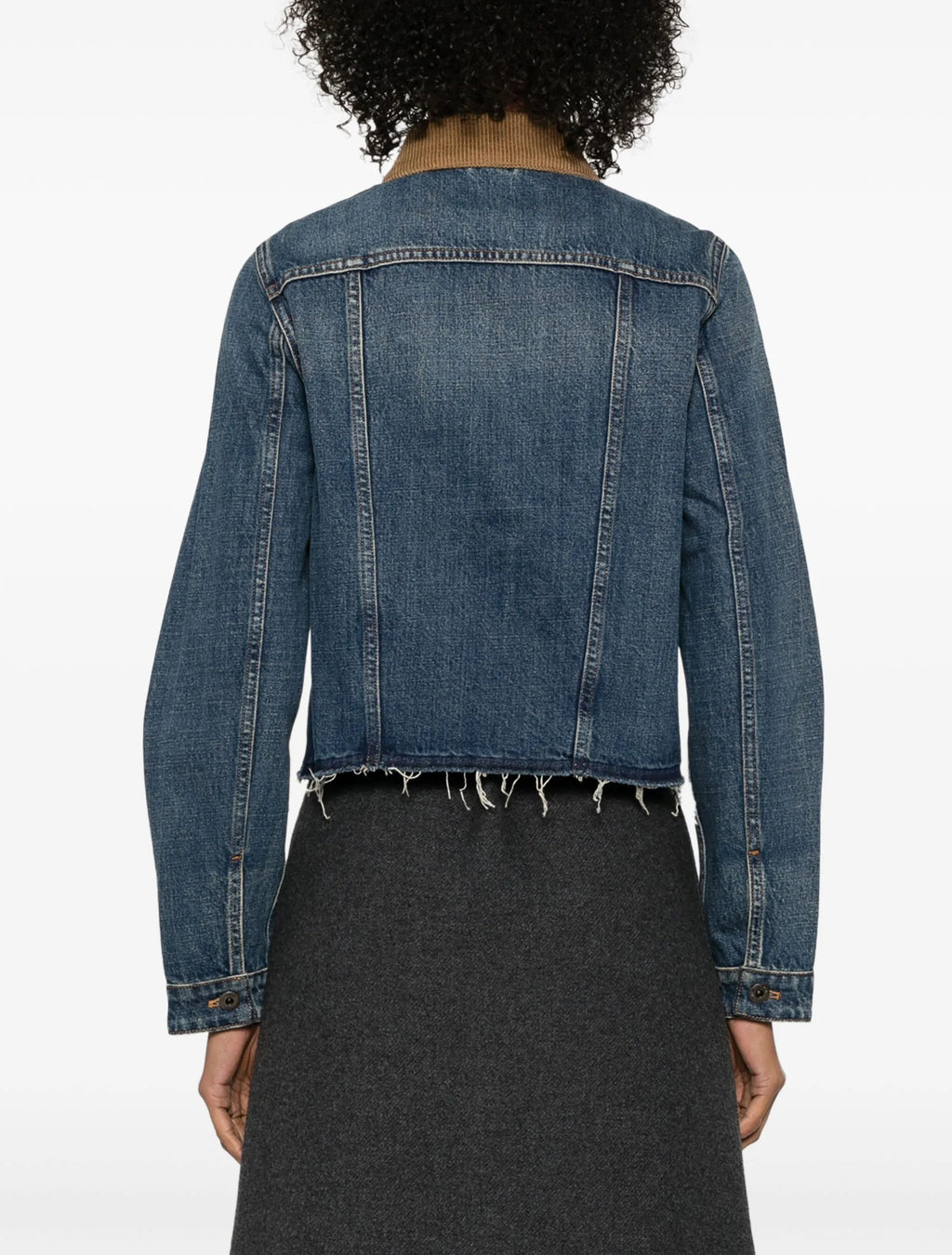 MIU MIU corduroy collar jacket,MIU MIU GWB235SOOO1567,MIU MIU denim jacket,Miu Miu denim jacket blue,Miu MIU brown collar den