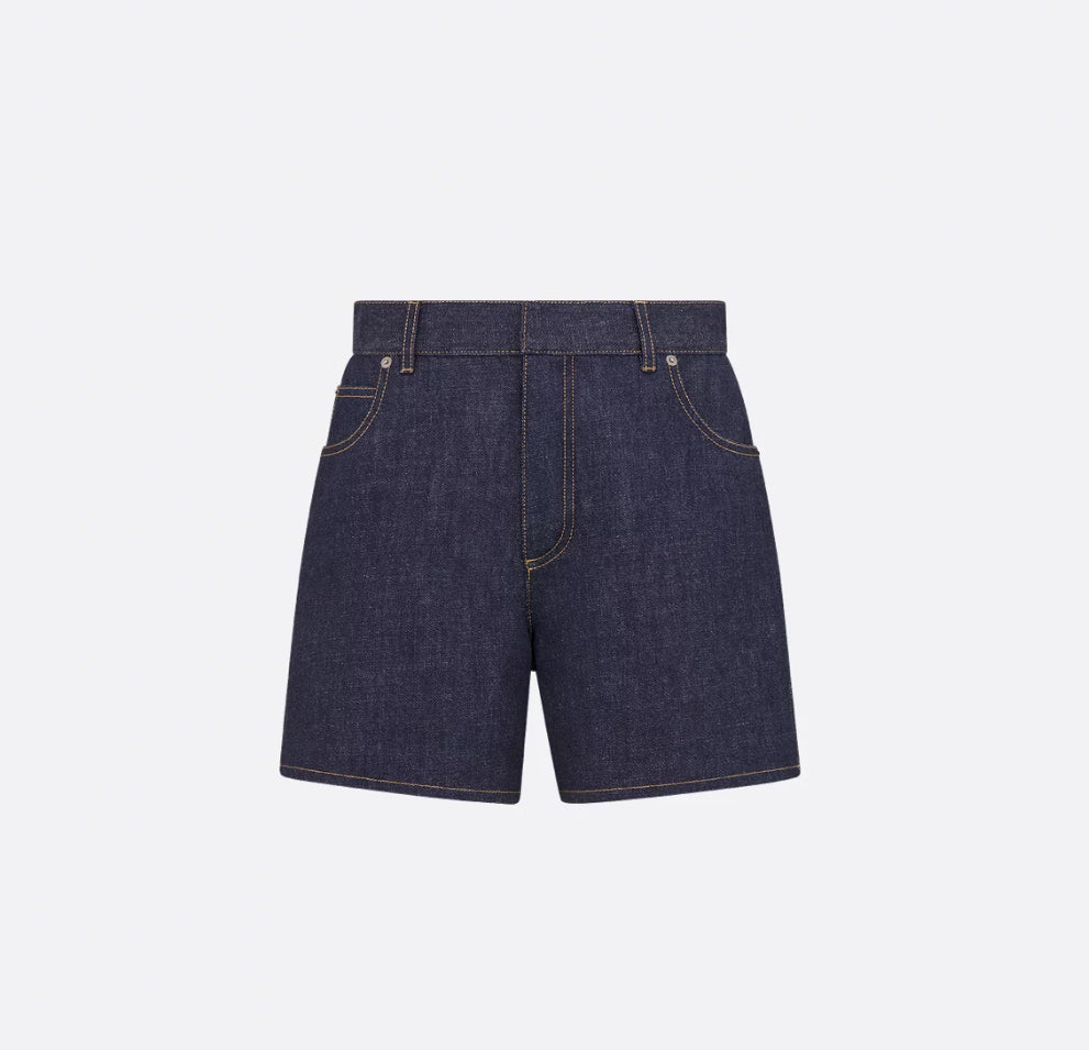Dior 512P44A3426,Dior denim shorts,Dior denim womens shorts,Dior denim shorts with monogram,Dior denim short on sale,Dior den