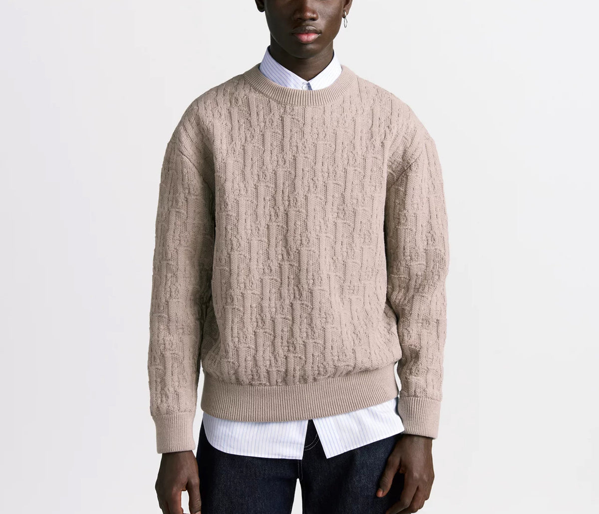 Dior 513M634A7003,Dior oblique sweater,Dior oblique sweater beige,Dior monogram sweater,Dior beige monogram sweater,Dior mens