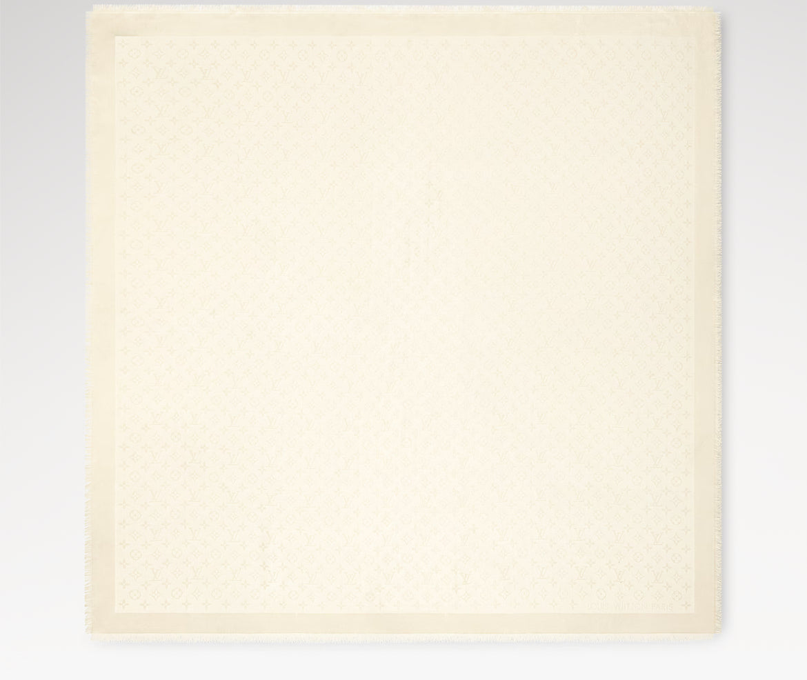 Louis Vuitton M74026,LV M74026,Louis Vuitton monogram shine shawl,LV monogram shine shawl,Louis Vuitton white scarf,LV white