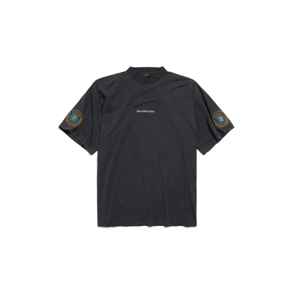 Balenciaga 831305TSVH4,Balenciaga uniform merch oversized T-shirt,Balenciaga black T-shirt,Balenciaga T-shirt sale,Balenciaga