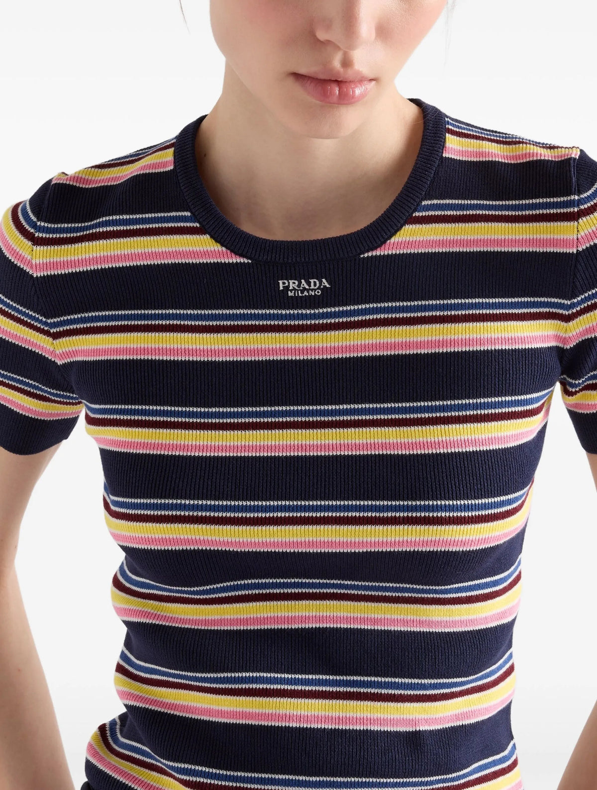Winniemodo,Winniemodony,Prada P24N2S,Prada striped T-shirt sale,Prada striped T-shirt women,Prada striped T-shirt v neck,Prad